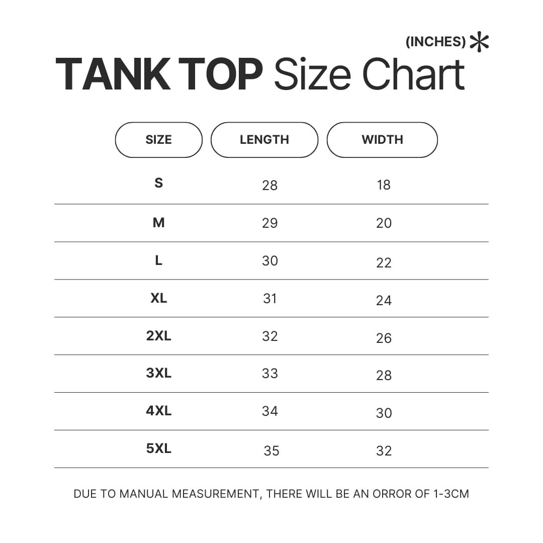 Tank Top Size Chart - Kagurabachi Store